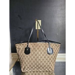 Authentic Gucci GG Canvas Jolie Tote Bag Beige/Black